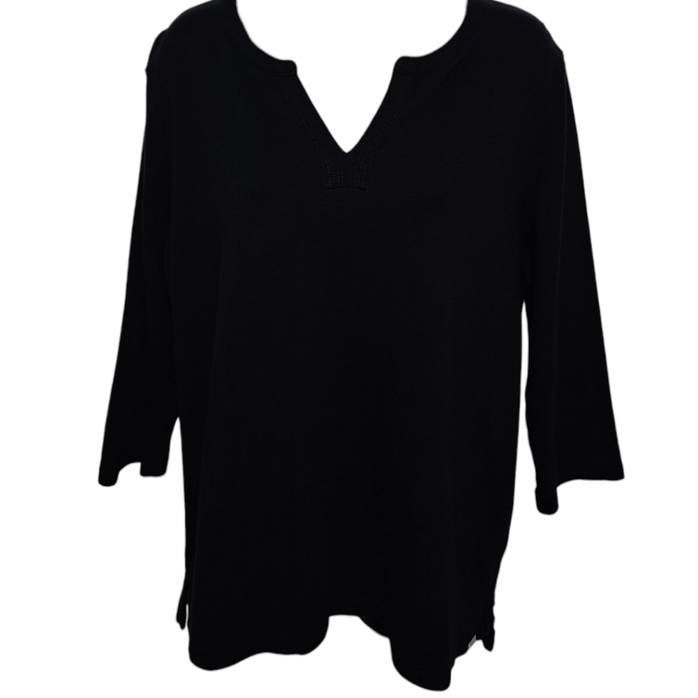 Orvis V-Neck Pima Cotton 3/4 Sleeve Top